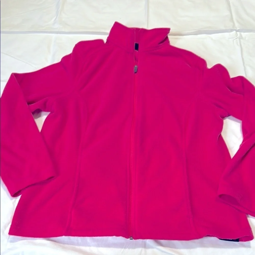 Lands End Pink Zip Up Fleece Jacket Girls 14-16 Large